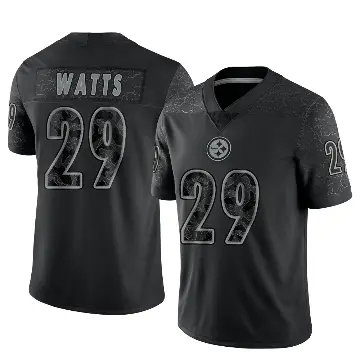 ＃29 Men's Ryan Watts Black Limited Pittsburgh Steelers Reflective Jersey