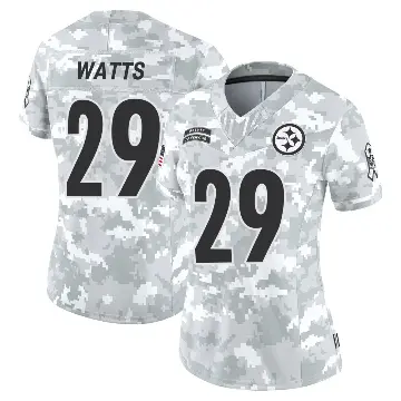 ＃29 Women's Ryan Watts Arctic Camo Limited Pittsburgh Steelers 2024 Salute to Service Jersey