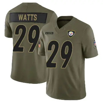 ＃29 Youth Ryan Watts Olive Limited Pittsburgh Steelers 2025 Salute to Service Jersey