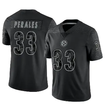 ＃33 Men's David Perales Black Limited Pittsburgh Steelers Reflective Jersey