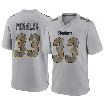 ＃33 Men's David Perales Gray Game Pittsburgh Steelers Atmosphere Fashion Jersey