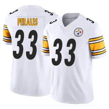 ＃33 Men's David Perales White Limited Pittsburgh Steelers Vapor F.U.S.E. Jersey