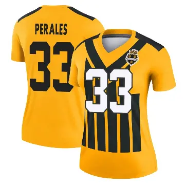 ＃33 Women's David Perales Gold Legend Pittsburgh Steelers Alternate 1933 Throwback Performance Jersey