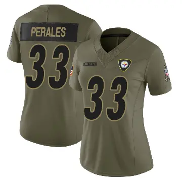 ＃33 Women's David Perales Olive Limited Pittsburgh Steelers 2025 Salute to Service Jersey