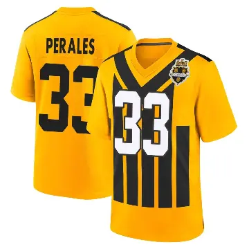 ＃33 Youth David Perales Gold Game Pittsburgh Steelers Alternate 1933 Throwback Jersey