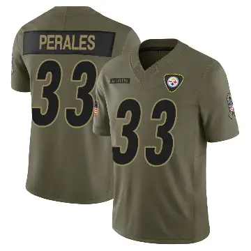 ＃33 Youth David Perales Olive Limited Pittsburgh Steelers 2025 Salute to Service Jersey