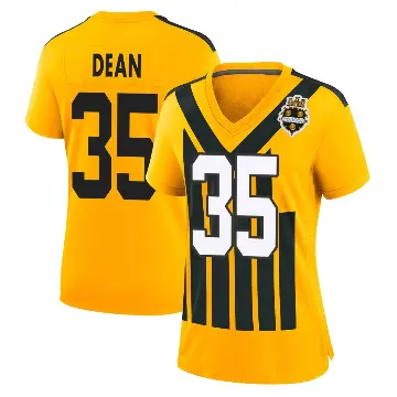 ＃35 Women's Jamel Dean Gold Game Pittsburgh Steelers Alternate 1933 Throwback Jersey