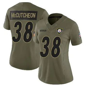 ＃38 Women's Cameron McCutcheon Olive Limited Pittsburgh Steelers 2025 Salute to Service Jersey