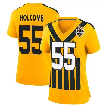 ＃55 Women's Cole Holcomb Gold Game Pittsburgh Steelers Alternate 1933 Throwback Jersey