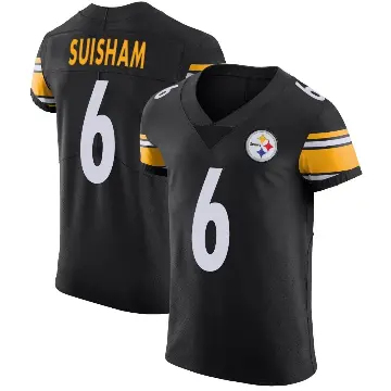 ＃6 Men's Shaun Suisham Black Elite Pittsburgh Steelers Team Color Vapor Untouchable Jersey
