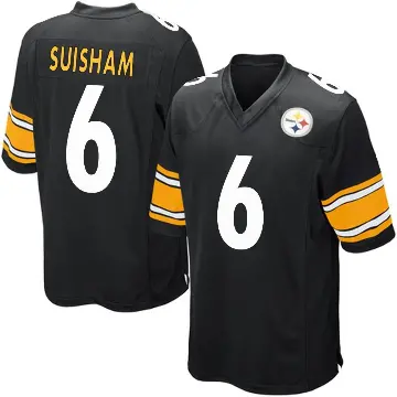 ＃6 Men's Shaun Suisham Black Game Pittsburgh Steelers Team Color Jersey