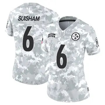 ＃6 Women's Shaun Suisham Arctic Camo Limited Pittsburgh Steelers 2024 Salute to Service Jersey