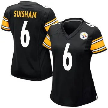 ＃6 Women's Shaun Suisham Black Game Pittsburgh Steelers Team Color Jersey