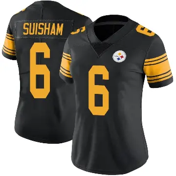 ＃6 Women's Shaun Suisham Black Limited Pittsburgh Steelers Color Rush Jersey