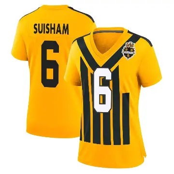 ＃6 Women's Shaun Suisham Gold Game Pittsburgh Steelers Alternate 1933 Throwback Jersey