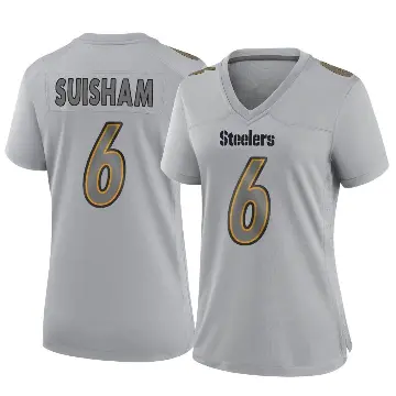 ＃6 Women's Shaun Suisham Gray Game Pittsburgh Steelers Atmosphere Fashion Jersey