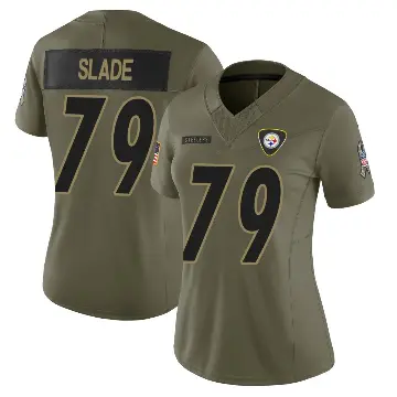＃79 Women's Jacob Slade Olive Limited Pittsburgh Steelers 2025 Salute to Service Jersey